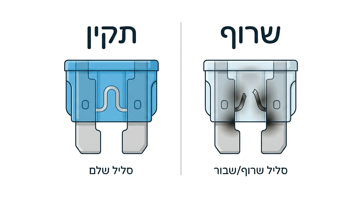 השוואה בין פיוז תקין לפיוז שרוף באופנוע