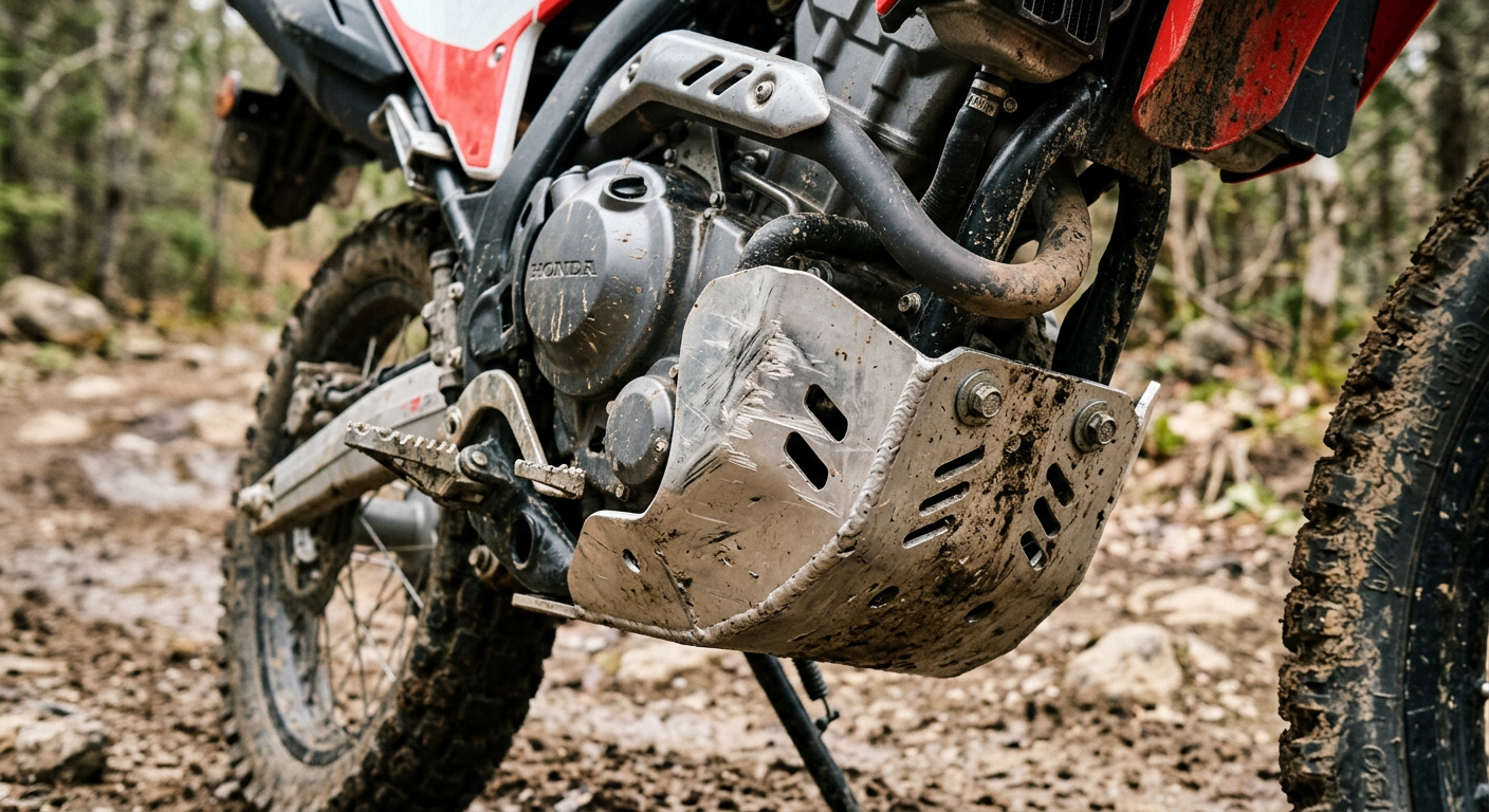 מגן גחון אלומיניום מותקן על הונדה CRF300L