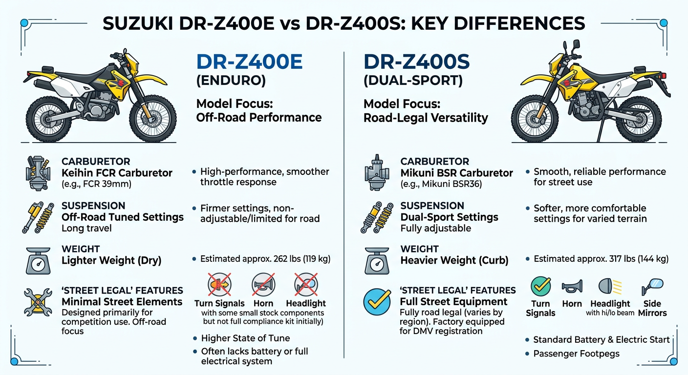 השוואה בין דגמי סוזוקי DRZ400E ו-DRZ400S