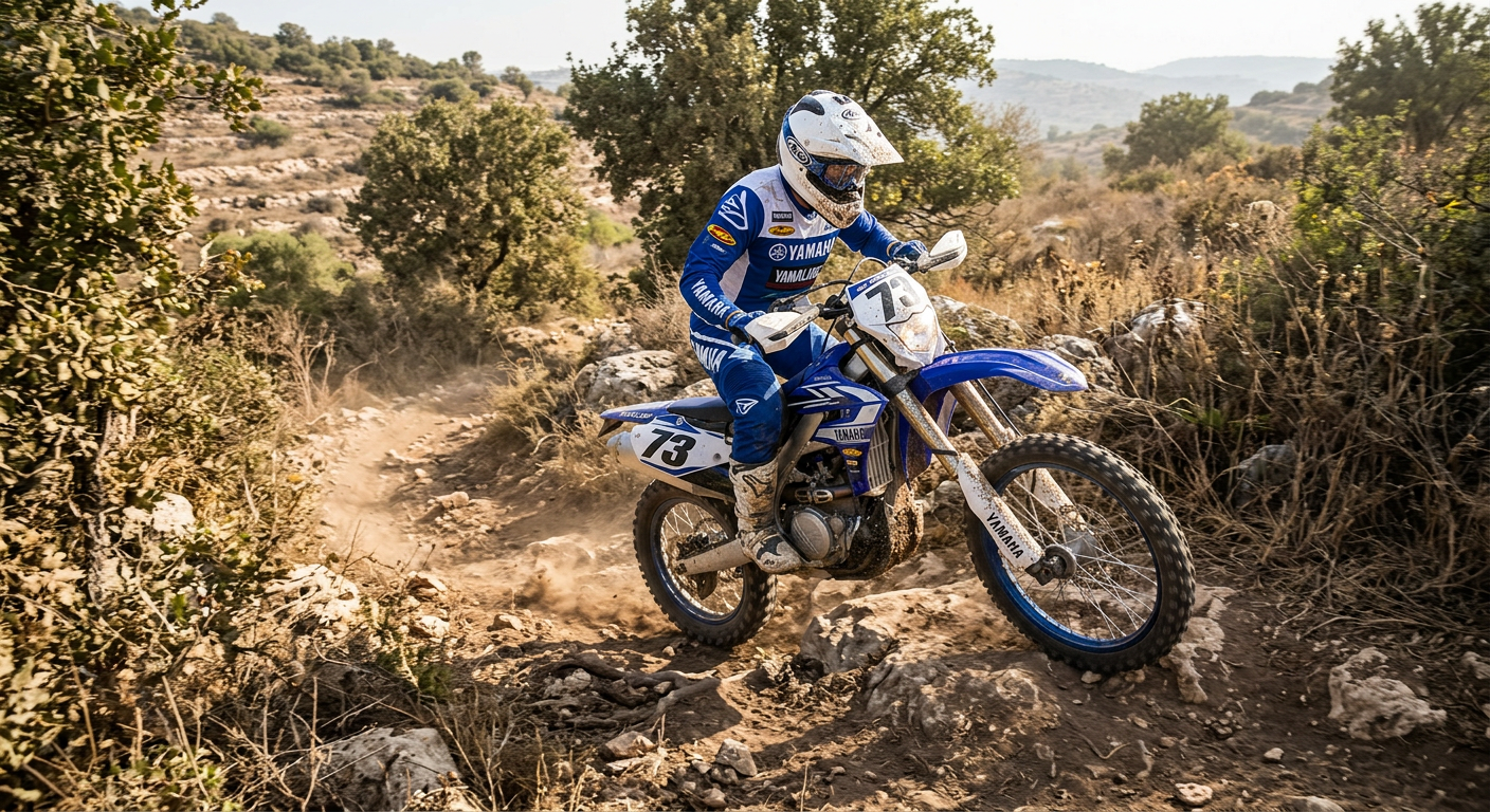 ימאהה WR250F רוכב בסינגל ישראלי צפוף