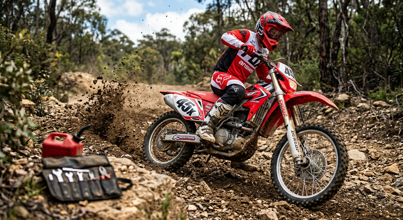 הונדה CRF450X בפעולה בשטח קשה